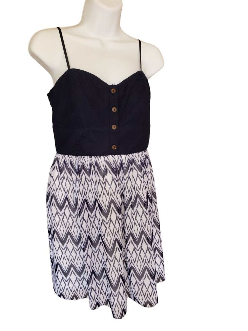 Three Pink Hearts Womens Sundress S Navy White Chevron Resort Coastal Beach
